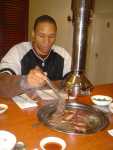 Ray tucking into some bugogi (Mar 07)